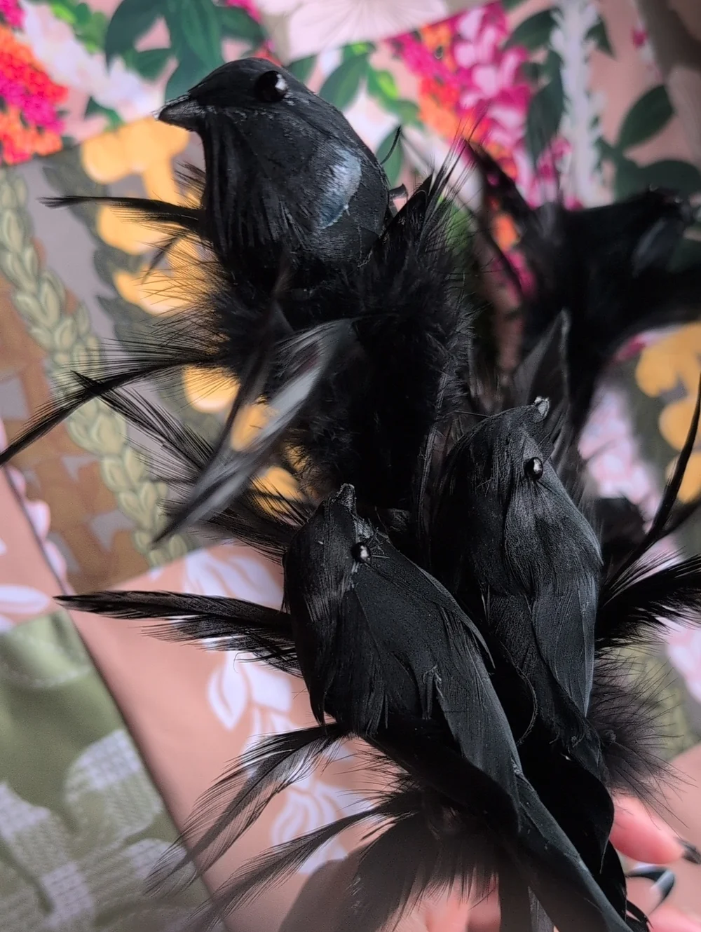 Decorative Black Feather Bird Picks - Pack of Floral Accents